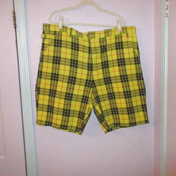 Royal & Awesome Golf Shorts Mens Size 44 Stretch Plaid Loud MacLeod Preppy 10" - Picture 2 of 10